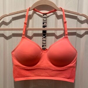 Victoria’s Secret PINK Peach Coral Mesh Wireless T-Back Sport Bra Top